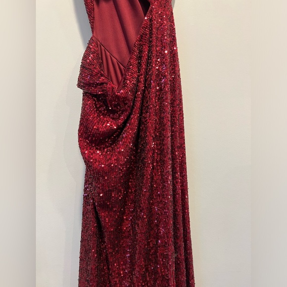 Nicole Bakti Burgundy Sequin Gown - Picture 12 of 13